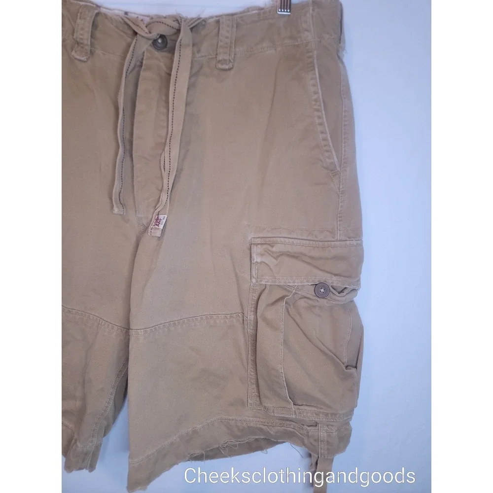 Abercrombie & Fitch Cargo Shorts Mens size 34 Khaki Y2K Vtg Paratrooper Utility